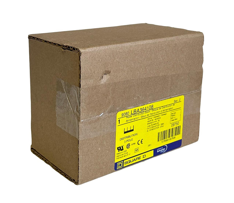 NEW SQUARE D 9080-LBA364108 / 9080LBA364108 POWER DISTRIBUTION BLOCK SER. C 600V