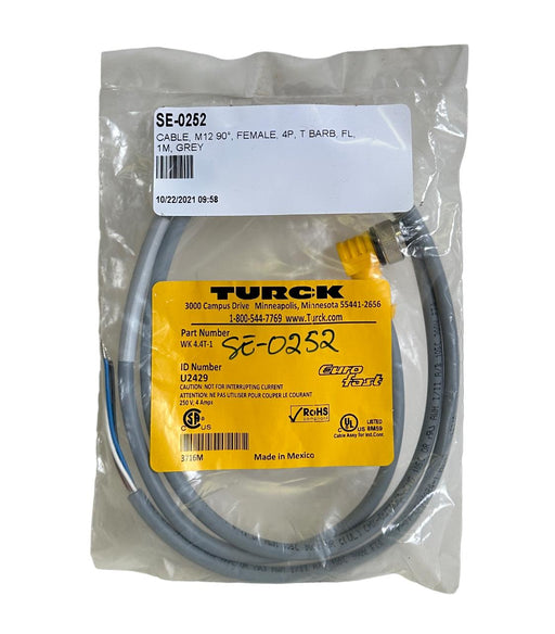 NEW TURCK WK 4.4T-1 / WK44T1 M12 EURO CORDSET 1M SINGLE-ENDED U2429