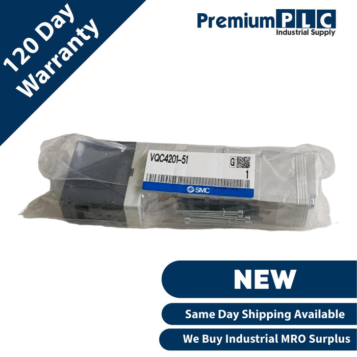 NEW SMC VQC4201-51 PLUG-IN VQC4000 SERIES SOLENOID VALVE 5-PORT 24VDC COIL