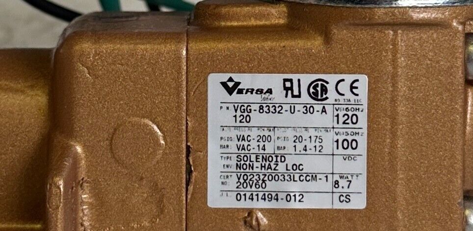 NEW VERSA VALVES VGG-8332-U-30-A120 / VGG8332U30A120 DIRECTIONAL SOLENOID VALVE