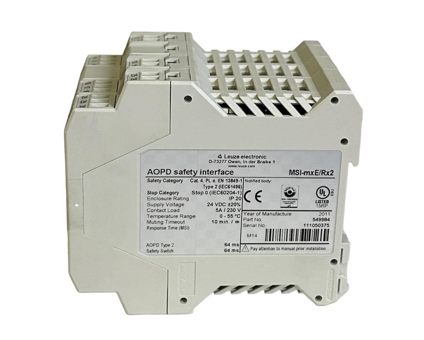 NEW LEUZE ELECTRONIC MSI-mxE/Rx2 / 549984 AOPD SAFETY RELAY INTERFACE 24VDC 5A