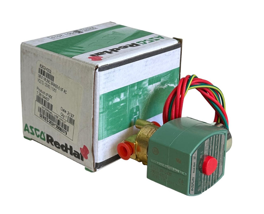 MEW ASCO 8262H002 RedHat SOLENOID VALVE 1/8 X 1/8 2NC BRASS 6.1/F AC 110/120V