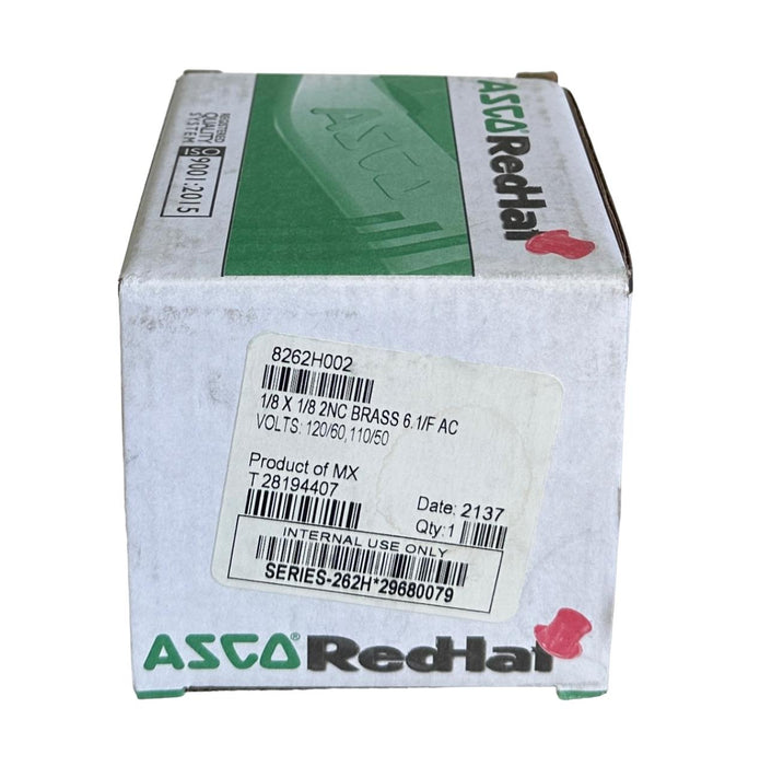 MEW ASCO 8262H002 RedHat SOLENOID VALVE 1/8 X 1/8 2NC BRASS 6.1/F AC 110/120V