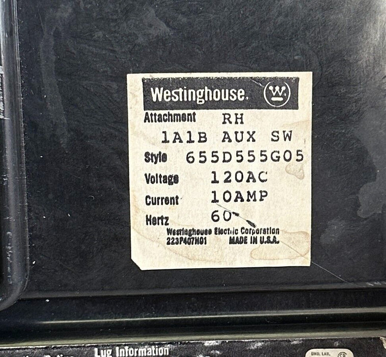 WESTINGHOUSE LA3400F / 2602D99G02 CIRCUIT BREAKER 3-POLE 400A 600VAC 655D555G05