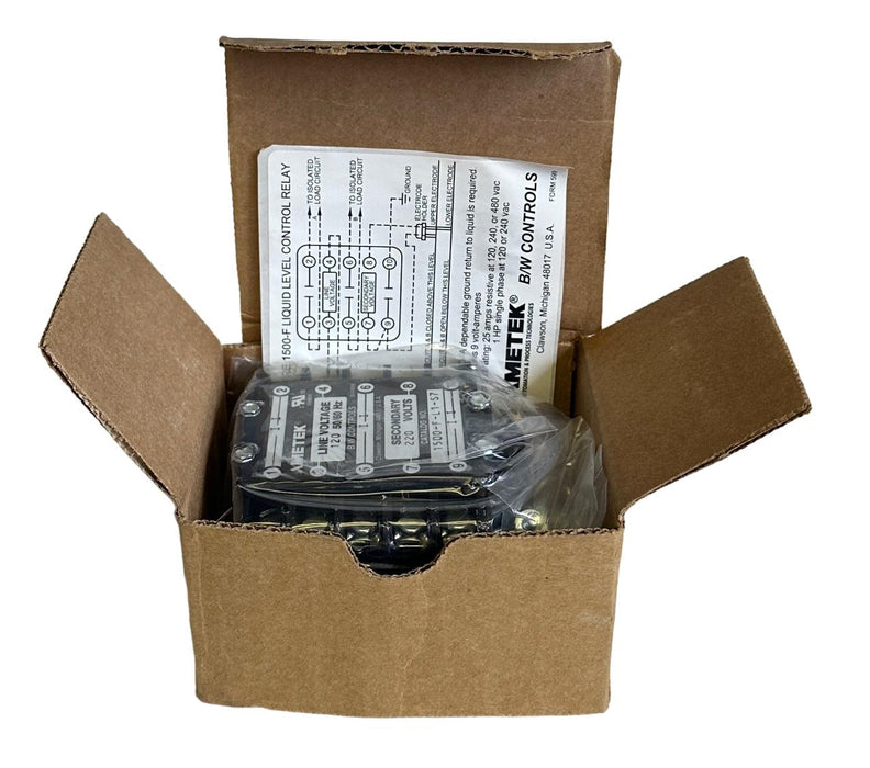 NEW AMETEK B/W 1500-F-L1-S7-OC-X / 1500FL1S7OCX LIQUID LEVEL CONTROL 110-120V