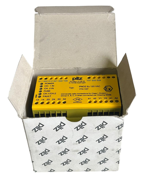 NEW PILZ 774107 / PNOZ EX 120VAC 3n/o 1n/c FM/USA SAFETY RELAY 9VA 50/60Hz