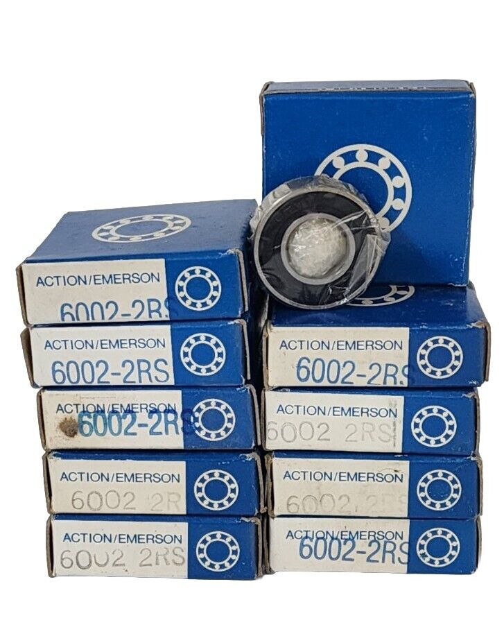 LOT OF 10 NIB ACTION/EMERSON 6002-2RS BEARINGS 60022RS