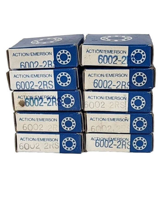 LOT OF 10 NIB ACTION/EMERSON 6002-2RS BEARINGS 60022RS