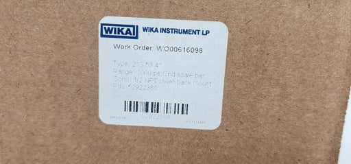 NIB WIKA 52922368 GAUGE 213.53.4" 1000 PSI 2ND SCALE BAR 1/2 NPT
