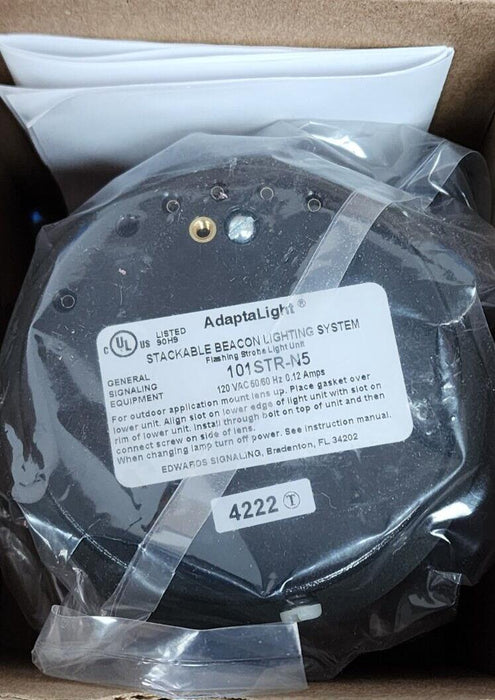 NIB EDWARDS SIGNALING 101STR-N5 STACKABLE BEACON FLASHING STROBE 120VAC