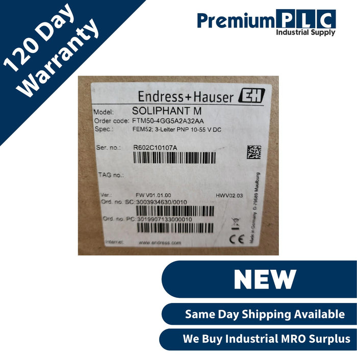 NEW ENDRESS+HAUSER SOLIPHANT M FTM50 POINT LEVEL SENSOR FTM50-4GG5A2A32AA