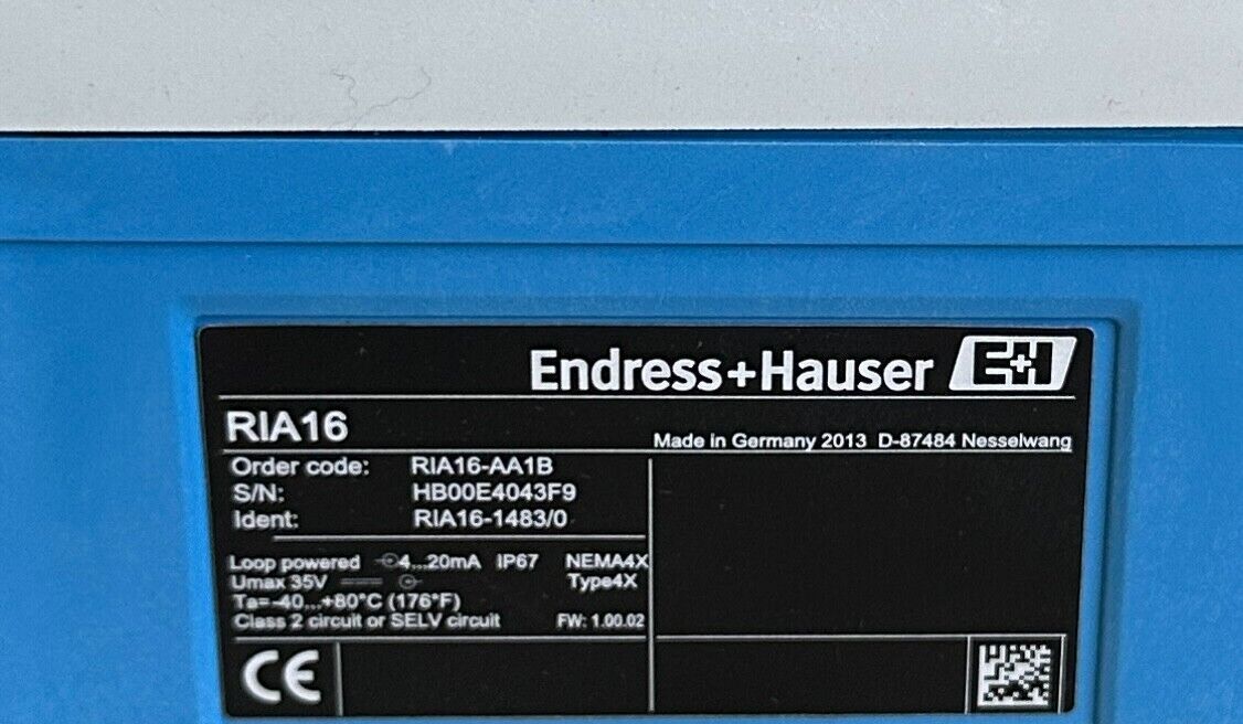 NEW ENDRESS + HAUSER RIA16 / RIA16-AA1B / RIA16-1483/0 LOOP-POWERED INDICATOR