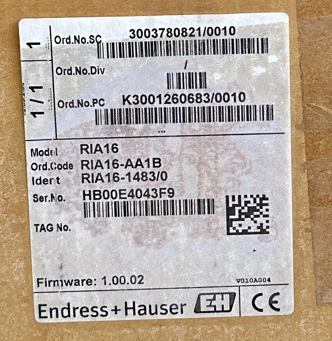 NEW ENDRESS + HAUSER RIA16 / RIA16-AA1B / RIA16-1483/0 LOOP-POWERED INDICATOR