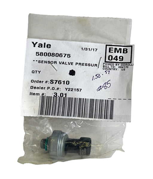 NEW SEALED YALE 580080675 / YT580080675 OEM VALVE PRESSURE SENSOR FOR FORKLIFT