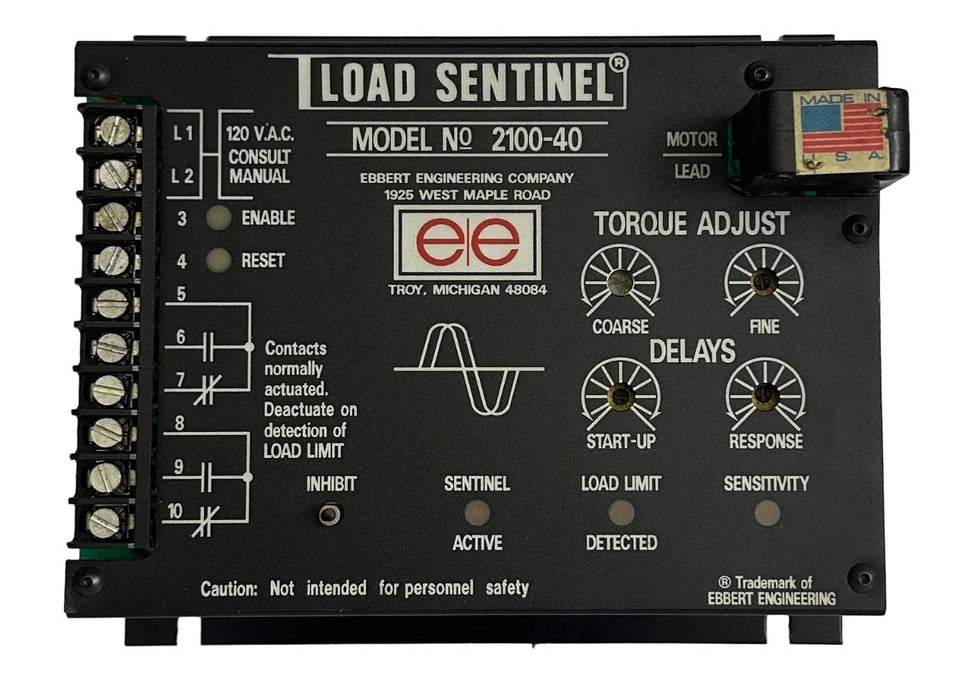 EBBERT ENGINEERING MODEL 2100-40 / 210040 LOAD SENTINEL MONITOR MODULE 120VAC