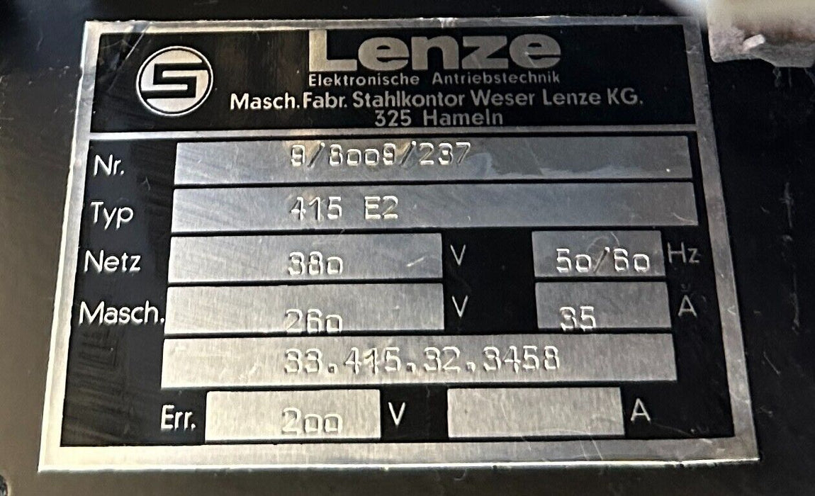 REPAIRED LENZE 9/8009/237 / 415-E2 MOTOR DRIVE AMPLIFIER 380V 50/60Hz 98009237