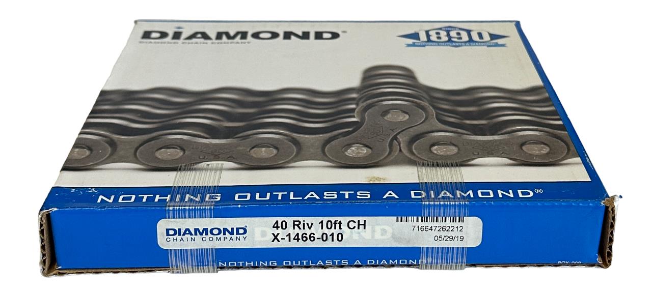 NEW DIAMOND CHAIN COMPANY X-1466-010 / X1466010 40 RIV 10FT ROLLER CHAIN NOS