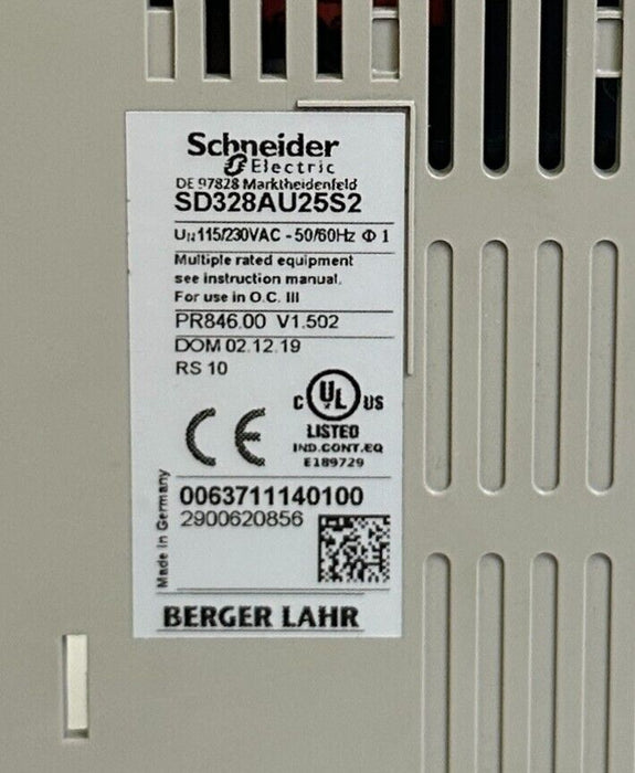 SCHNEIDER ELECTRIC SD328AU25S2 STEPPER MOTOR DRIVE SD3 28 115/230VAC W/ FILTER