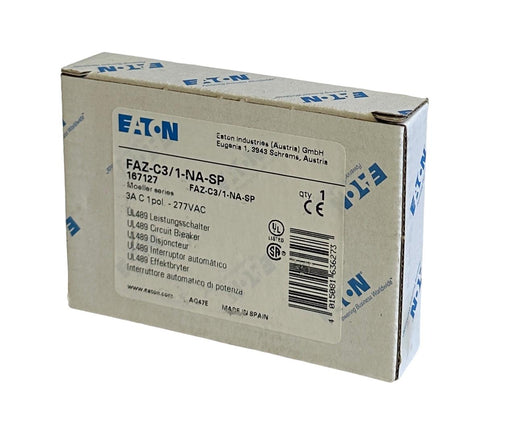 NEW EATON FAZ-C3/1-NA-SP / 167127 MOELLER SERIES 3A CIRCUIT BREAKER 1P 277VAC