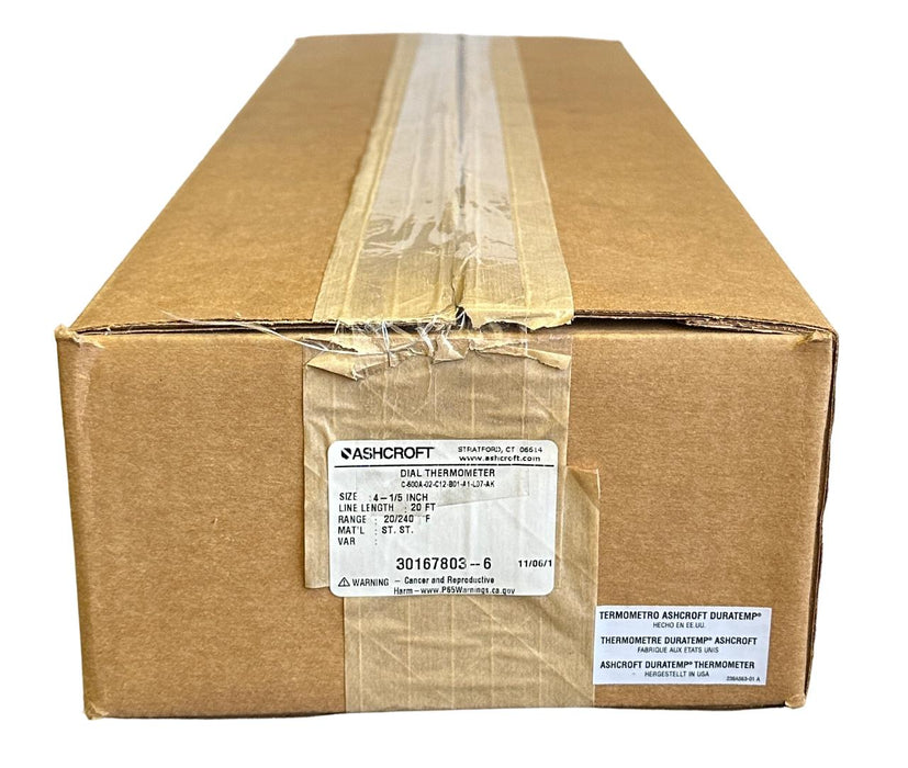 NEW ASHCROFT C-600A-02-C12-B01-A1-L07-AK / 30167803-6 DURATEMP DIAL THERMOMETER