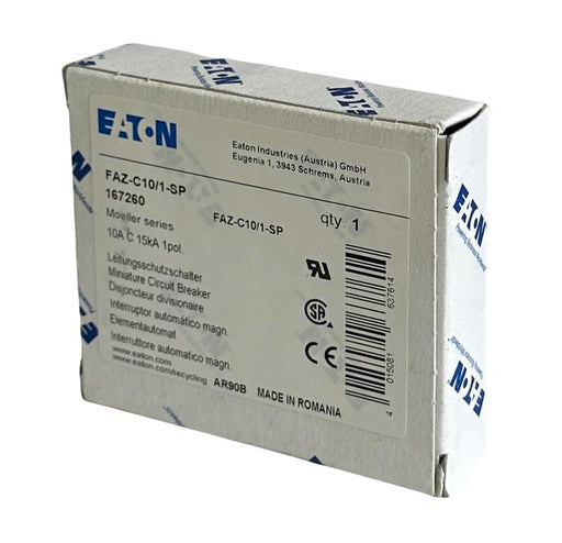 NEW EATON FAZ-C10/1-SP / 167260 MOELLER SERIES 10A CIRCUIT BREAKER 1POL 15kA