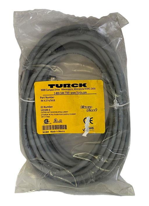 NEW TURCK RK4.5T-6/S618 / U2189-6 M12 EURO-FAST CORDSET 6M 5 WIRE 22AWG