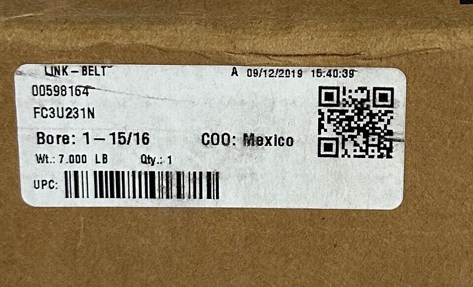 NEW REXNORD FC3U231N / 00598164 LINK-BELT FLANGE-MOUNT BALL BEARING 1-15/16''