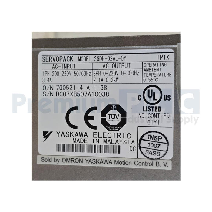 PARTS OMRON YASKAWA SGDH-02AE-OY SIGMA-II SERVOPACK AC SERVO DRIVE SGDH-02AE-0Y