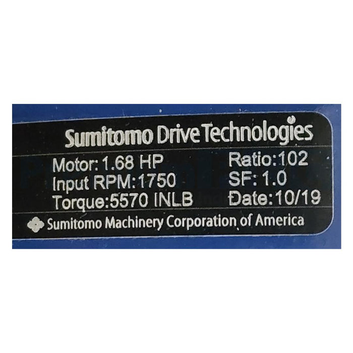 NEW SUMITOMO CNHJ-6125DBY-102 CYCLO 6000 GEAR SPEED REDUCER PA091102 102:1 RATIO