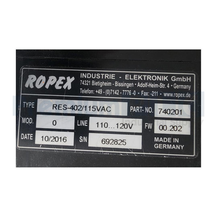 USED ROPEX RES-402 RESISTRON TEMPERATURE CONTROLLER RES-402/115VAC P/N 740201