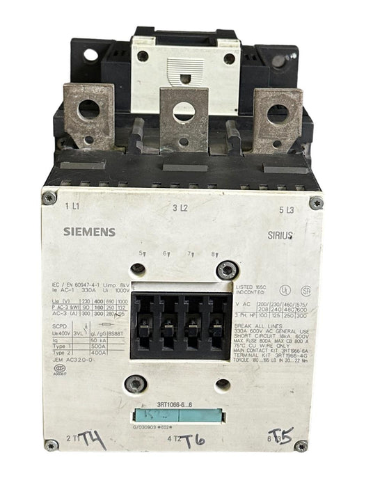 SIEMENS 3ZX1012-ORT05-1AA1 / 3RT1066-6AF36 SIRIUS POWER CONTACTOR 600V 300A