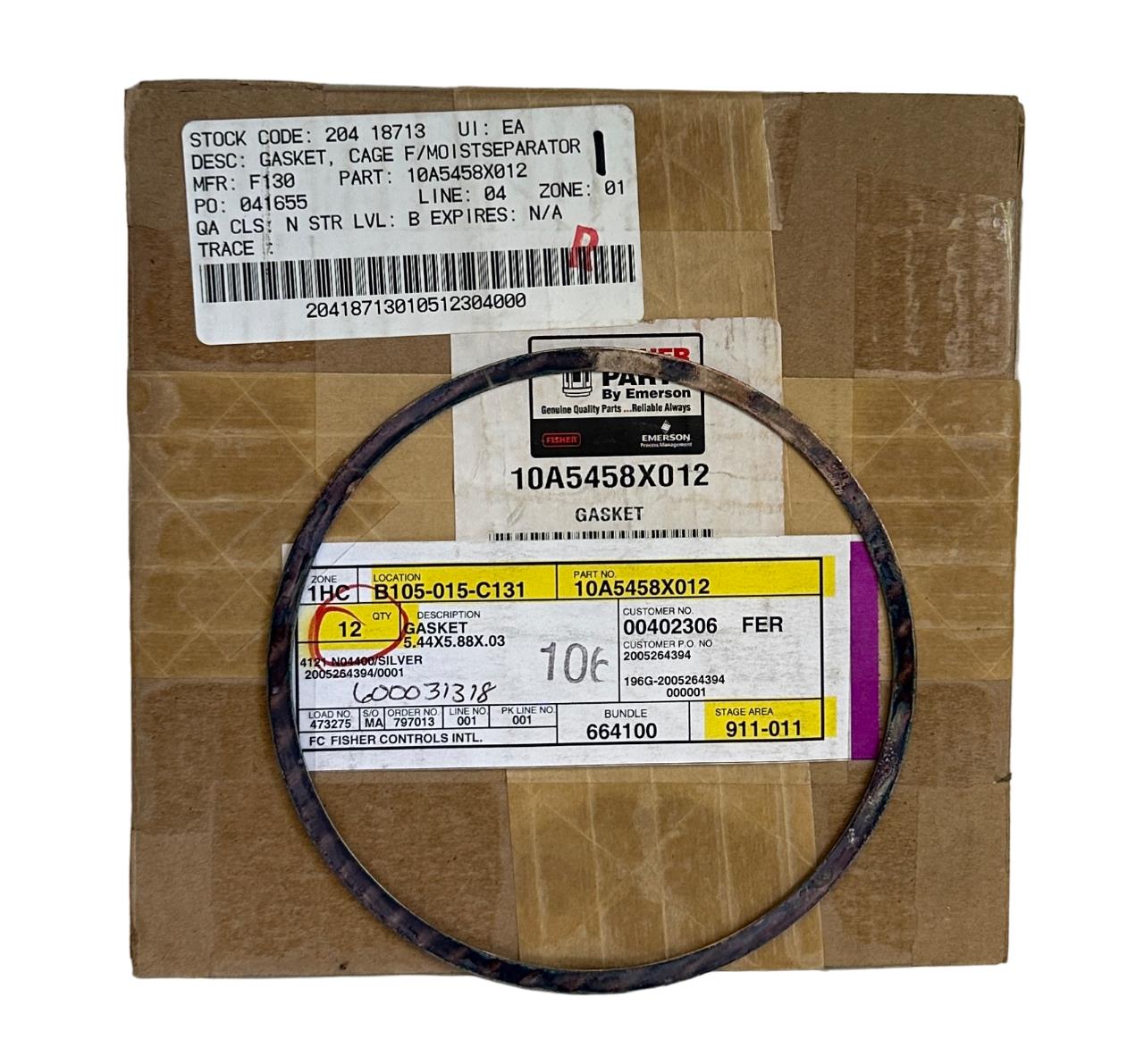 NEW FISHER PARTS EMERSON 10A5458X012 / 1OA5458XO12 CAGE GASKET OEM SURPLUS