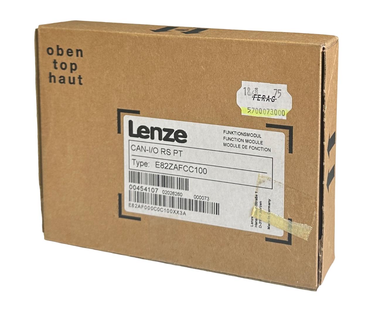 NEW LENZE E82ZAFCC100 / 00454107 CAN-I/O RS PT 100 FUNCTION MODULE 8200 VECTOR