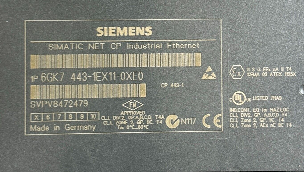 SIEMENS 6GK7443-1EX11-0XE0 / 6GK74431EX110XE0 SIMATIC NET CP443 COMM PROCESSOR