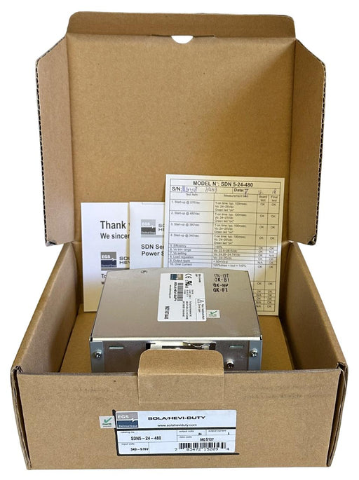 NEW SOLA/HEVI-DUTY SDN 5-24-480 / SDN524480 SDN SERIES POWER SUPPLY 5A 24VDC