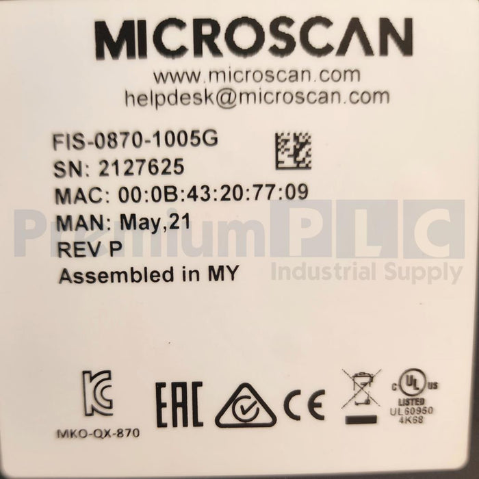 OMRON MICROSCAN FIS-0870-1005G REV. P QX-870 BARCODE SCANNER FIS08701005G NSNP