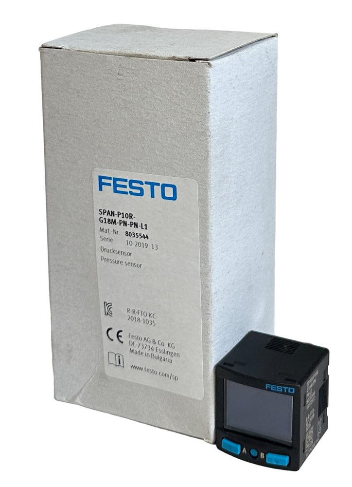 NEW FESTO SPAN-P10R-G18M-PN-PN-L1 / 8035544 PRESSURE SENSOR 15-30VDC NSMP