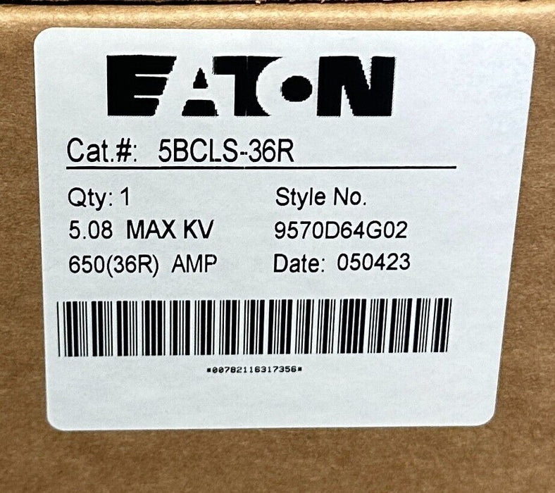 EATON BUSSMANN 5BCLS-36R DOUBLE-BARREL FUSE 5.08kV 650(36R)A CLS 9570D64G02 NSFS