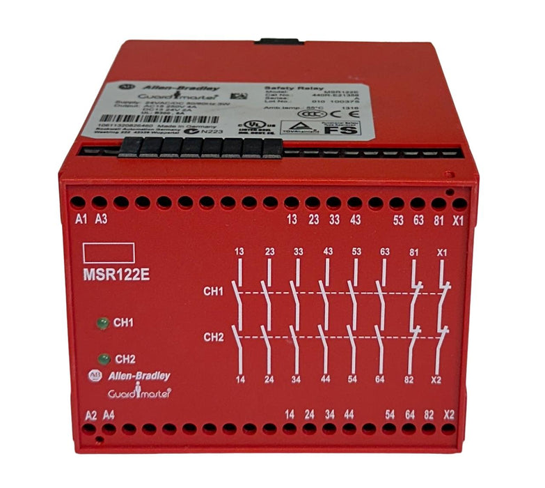 NEW ALLEN BRADLEY 440R-E21358 /A MSR122E Guardmaster SAFETY RELAY 24V AC/DC NSMP