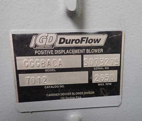 NEW GARDNER DENVER 7012 DuroFlow 8" ROTARY BLOWER GGGBACA (616-RAM) 2-1/2" SHAFT