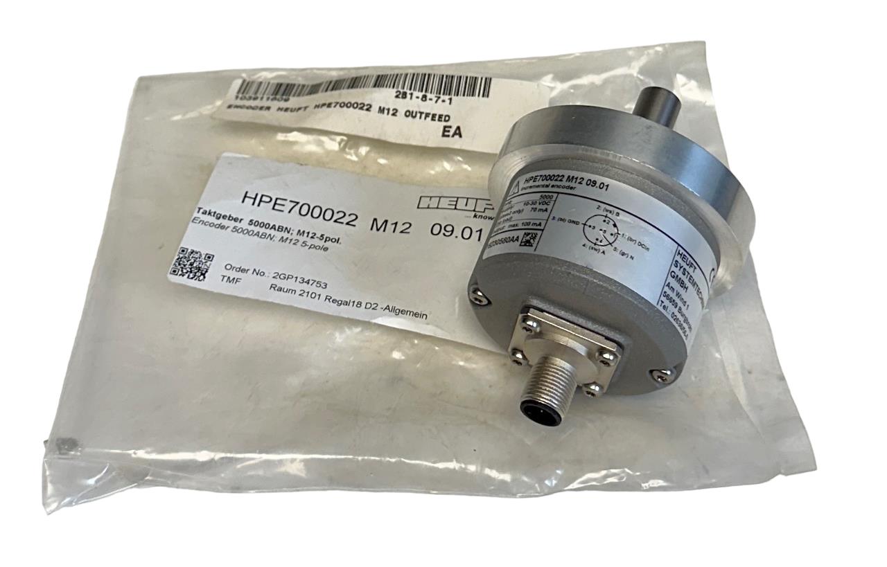 NEW HEUFT HPE700022 M12 09.01 EBI INCREMENTAL ENCODER 10-30VDC 5000PPR 70mA NSMP