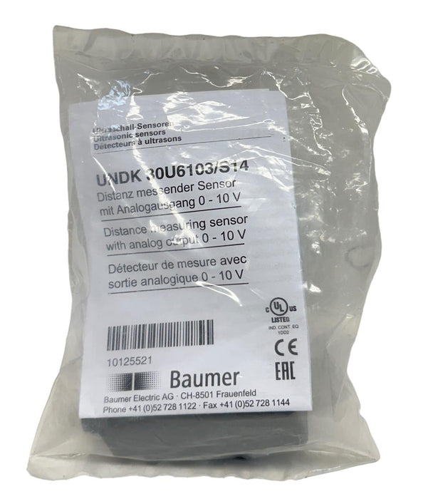 NEW SEALED BAUMER UNDK 30U6103/S14 / 10125521 DISTANCE SENSOR W/ ANALOG NSFS