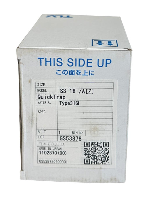 NEW TLV S3-18/A(Z) / S318AZ QuickTrap TYPE 316L STEAM TRAP 345PSIG 250PSI NSMP