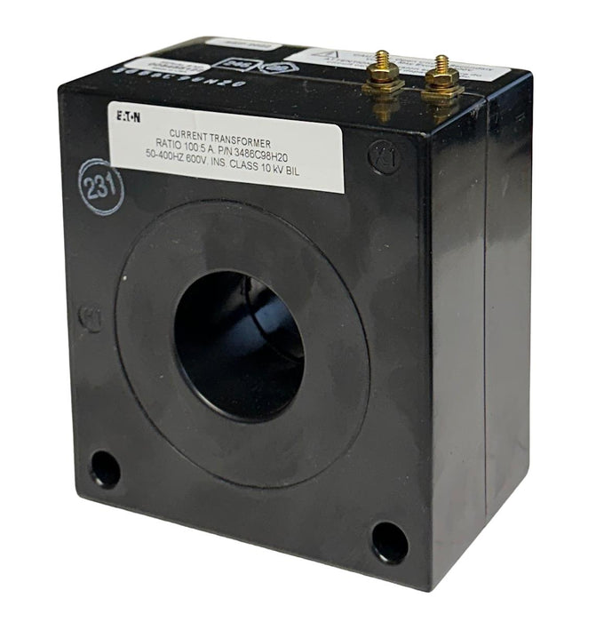 NEW EATON 3486C98H20 CURRENT TRANSFORMER 100:5 A RATIO 50-400Hz 600V NSNP
