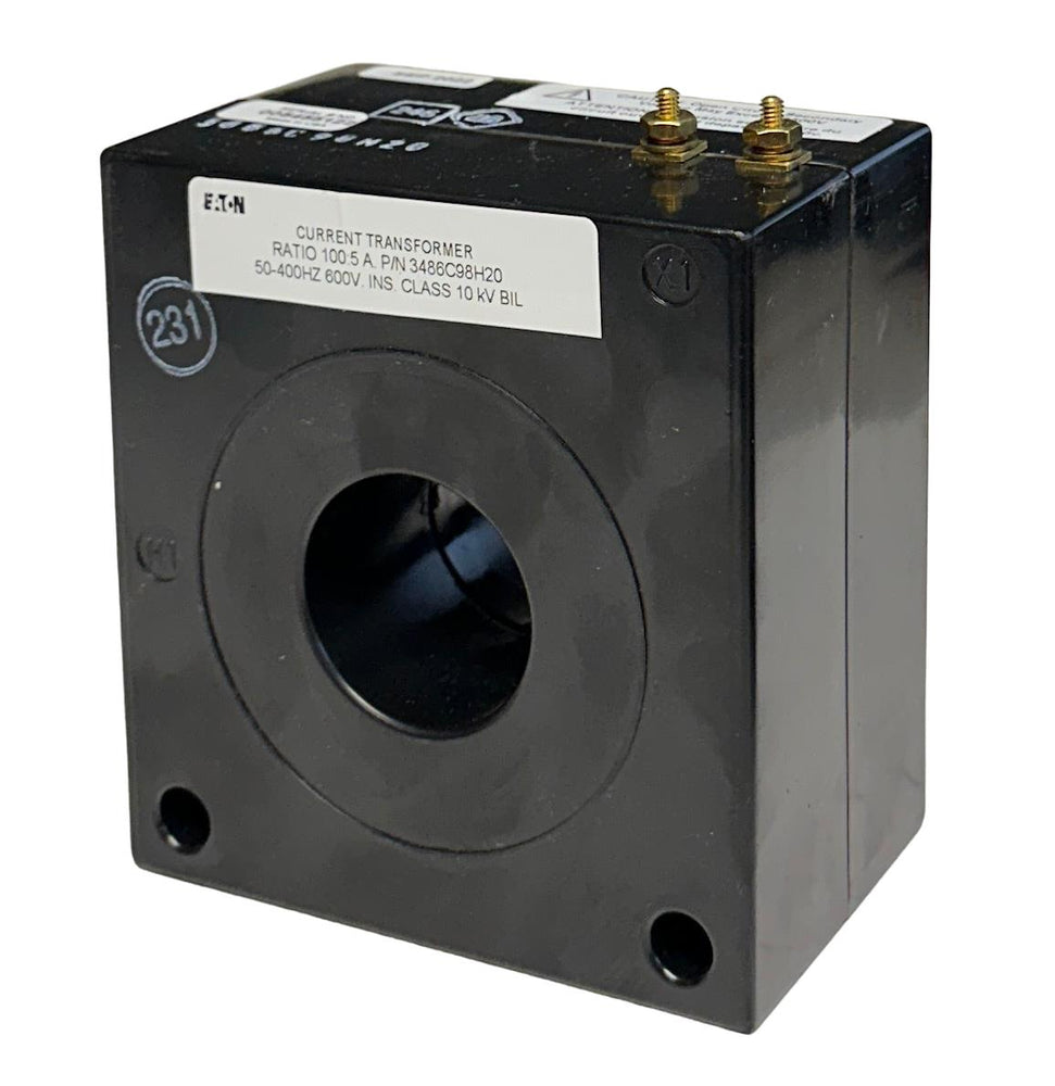 NEW EATON 3486C98H20 CURRENT TRANSFORMER 100:5 A RATIO 50-400Hz 600V NSNP