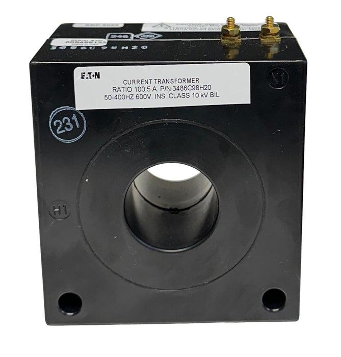 NEW EATON 3486C98H20 CURRENT TRANSFORMER 100:5 A RATIO 50-400Hz 600V NSNP