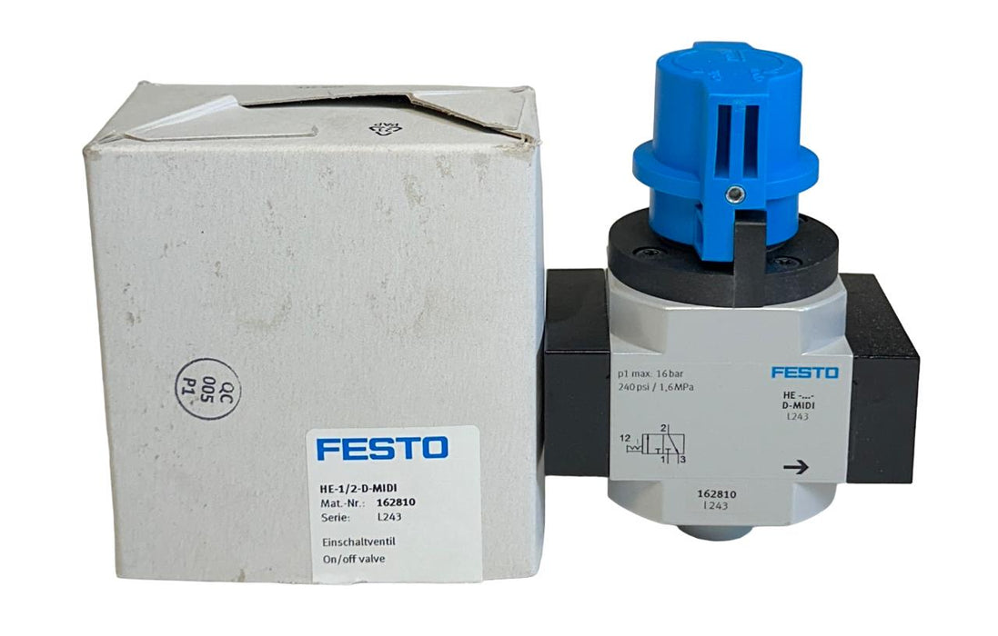 NEW FESTO HE-1/2-D-MIDI / 162810 ON-OFF VALVE G1/2 0-16BAR 1.6MPa NSMP