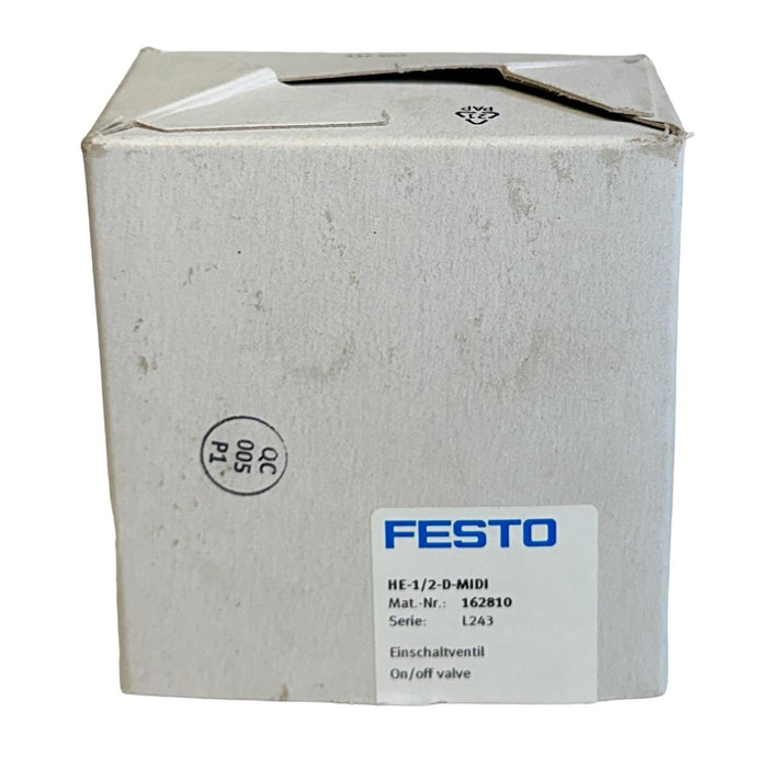 NEW FESTO HE-1/2-D-MIDI / 162810 ON-OFF VALVE G1/2 0-16BAR 1.6MPa NSMP