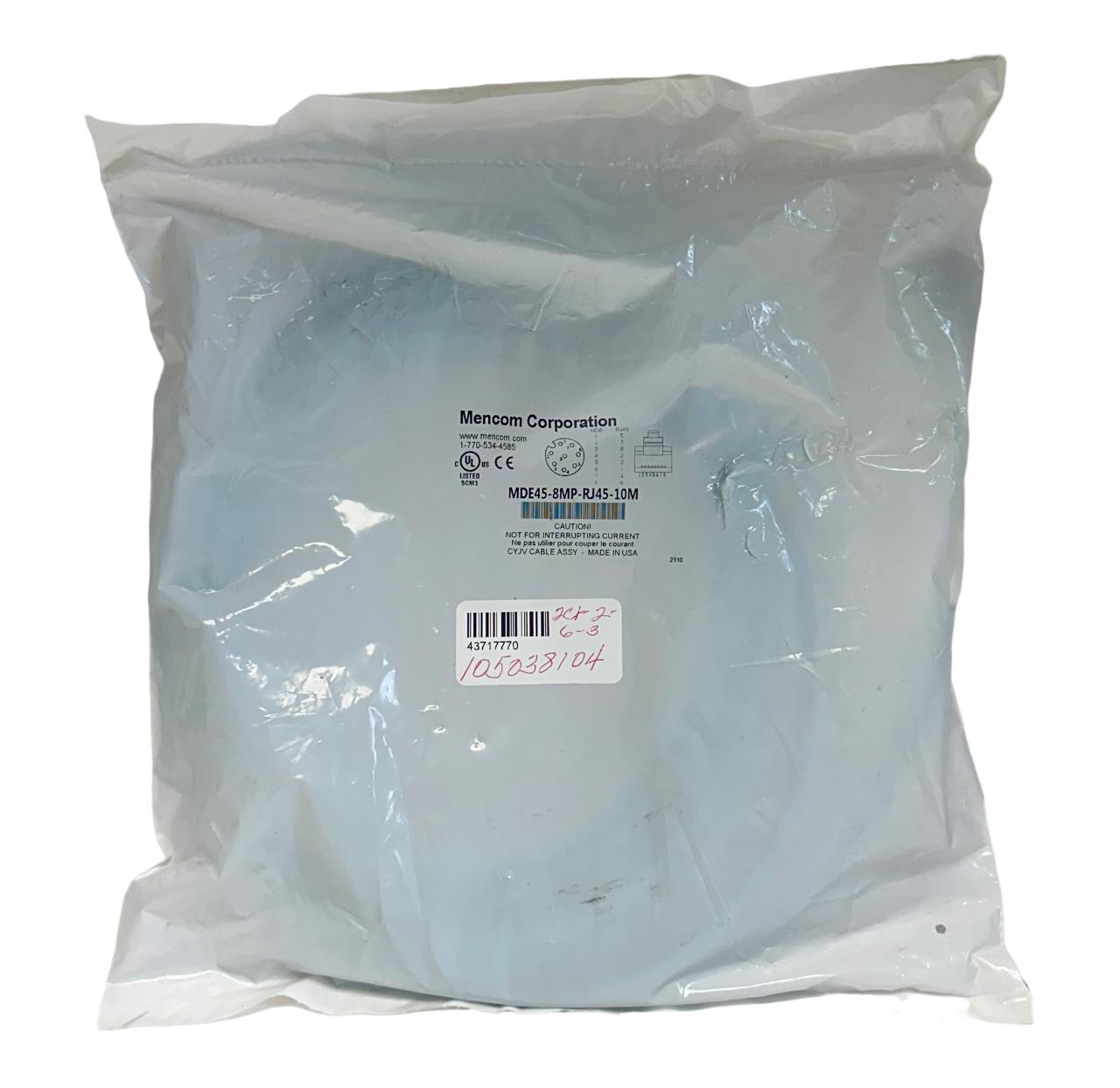 NEW SEALED MENCOM MDE45-8MP-RJ45-10M / MDE458MPRJ4510M EtherNet 10M CORDSET NSFS