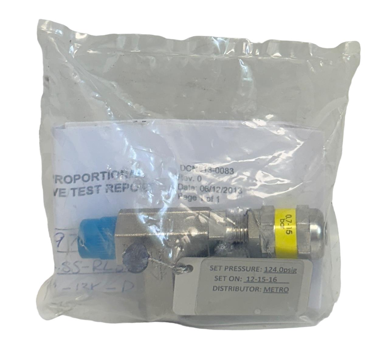 NEW SWAGELOK SS-RL3M4-F4 / SSRL3M4F4 RELIEF VALVE W/ SET 124.0PSIG 316SS NSMP